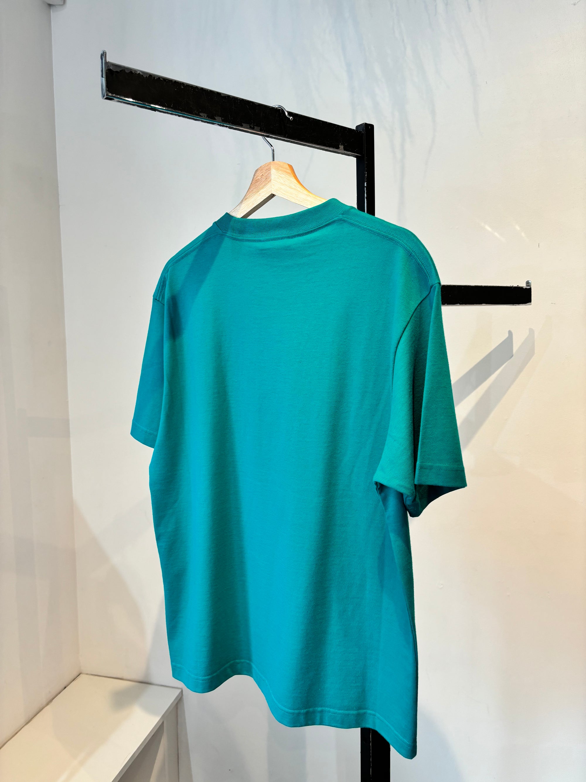 Balenciaga, Teal Logo Tee Shirt, Size XS