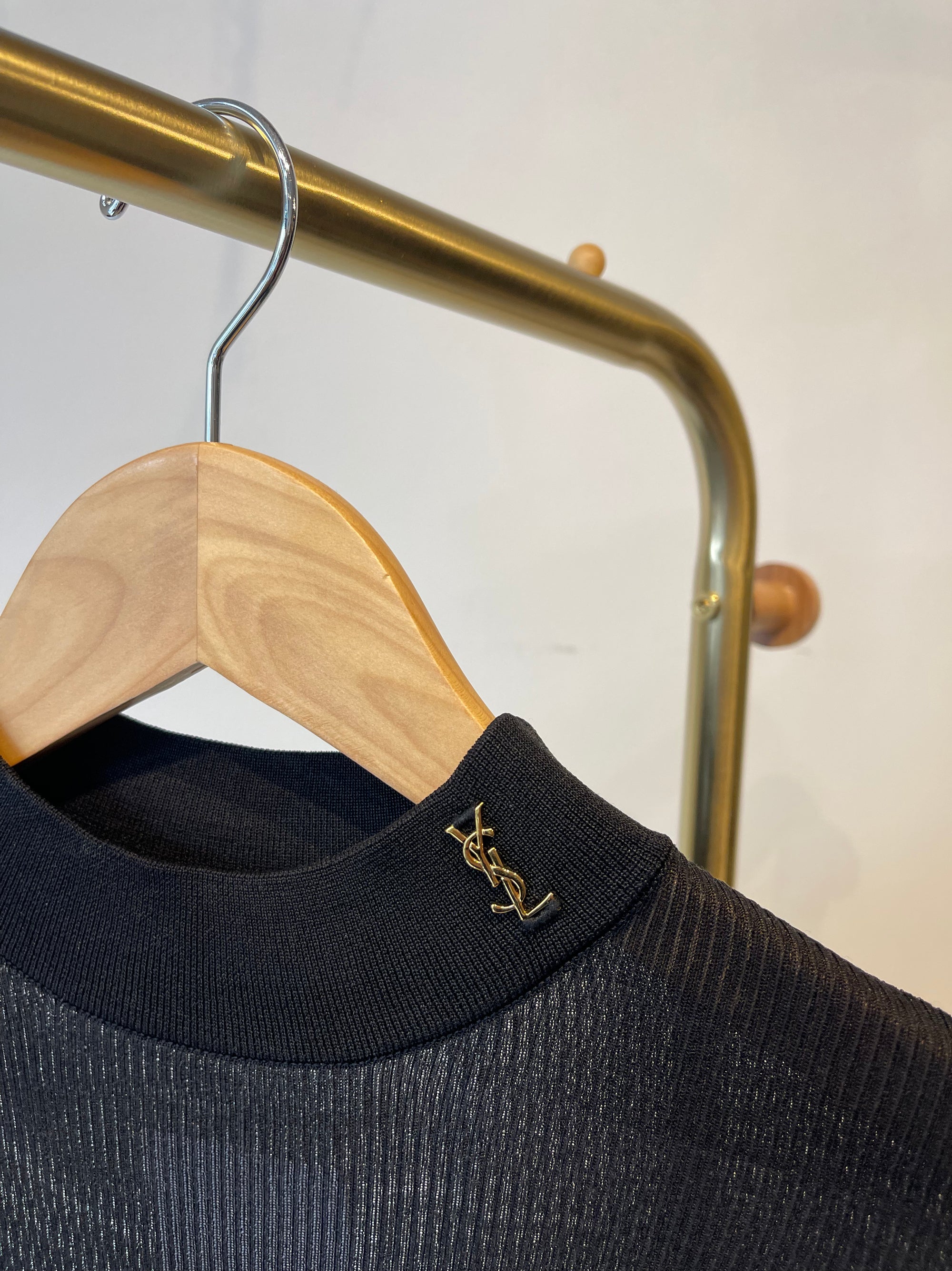 Yves Saint Laurent Black Knit Silk Long Sleeve - XS