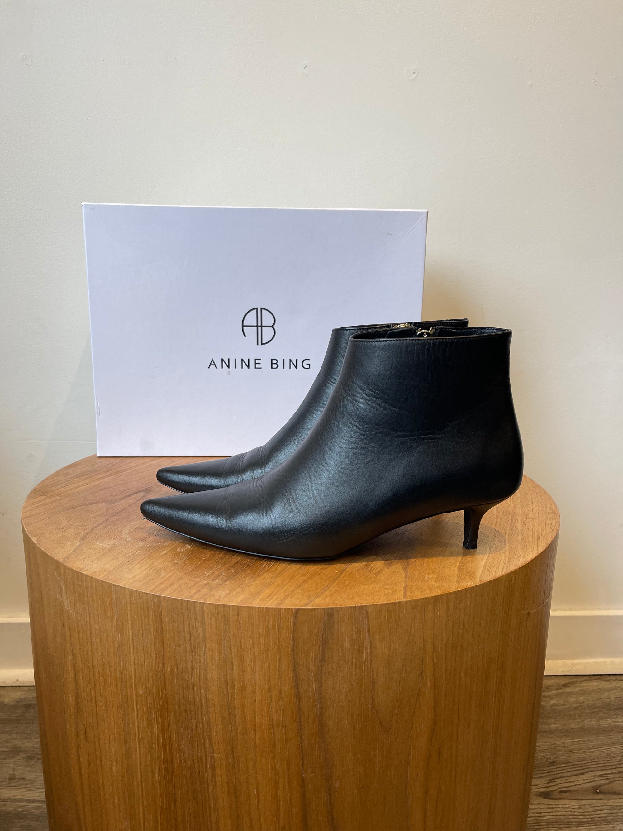 Anine Bing Black Kitten Heel Boots Size 39 The Recollective
