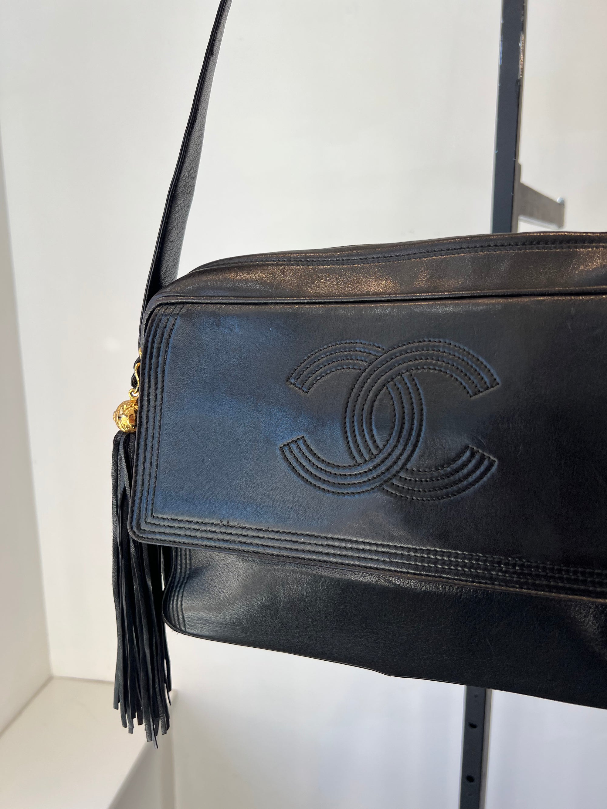 Chanel Black Vintage Flap Bag with Tassel