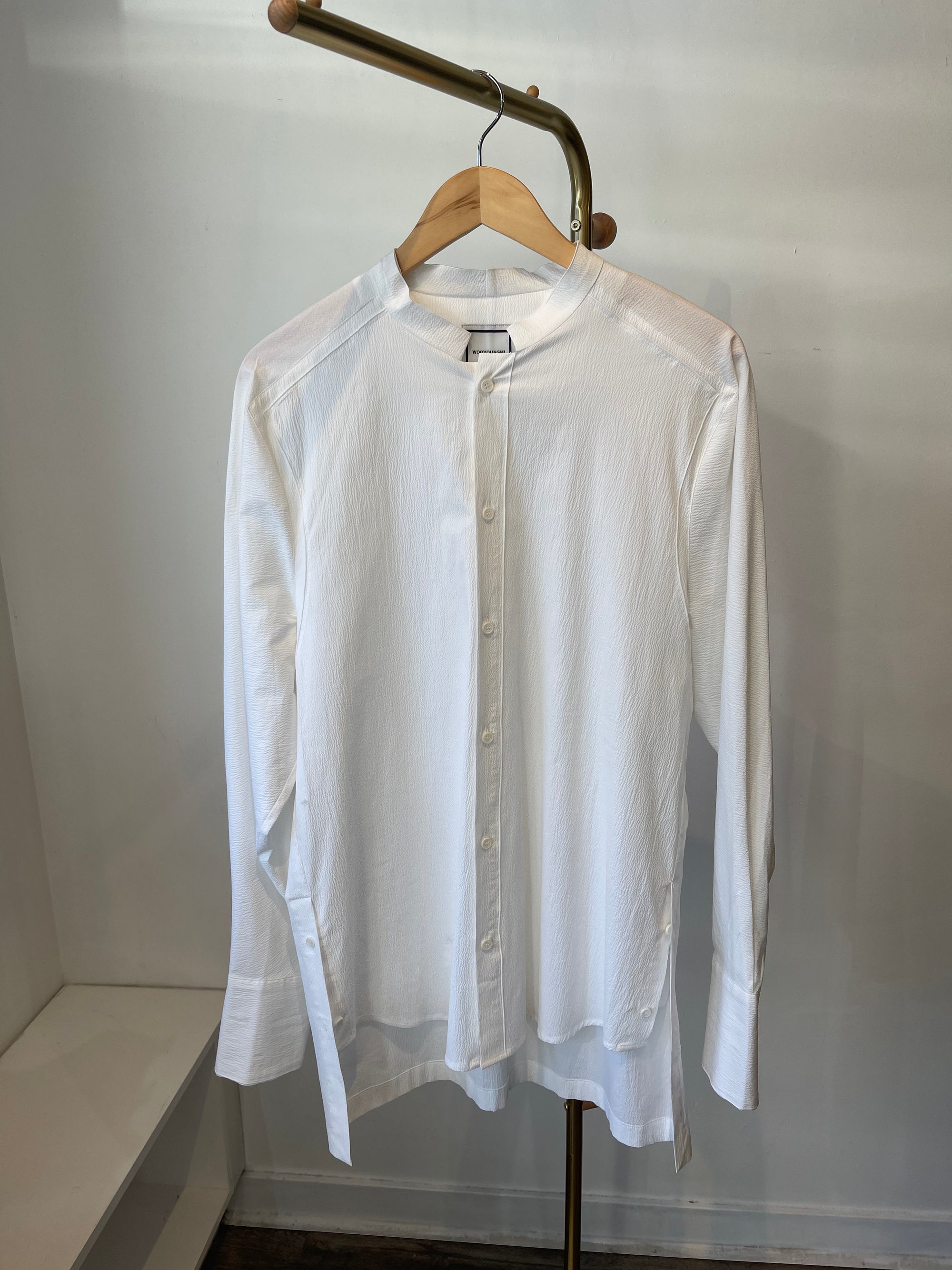 Wooyoungmi Textured White Dress Shirt, 48