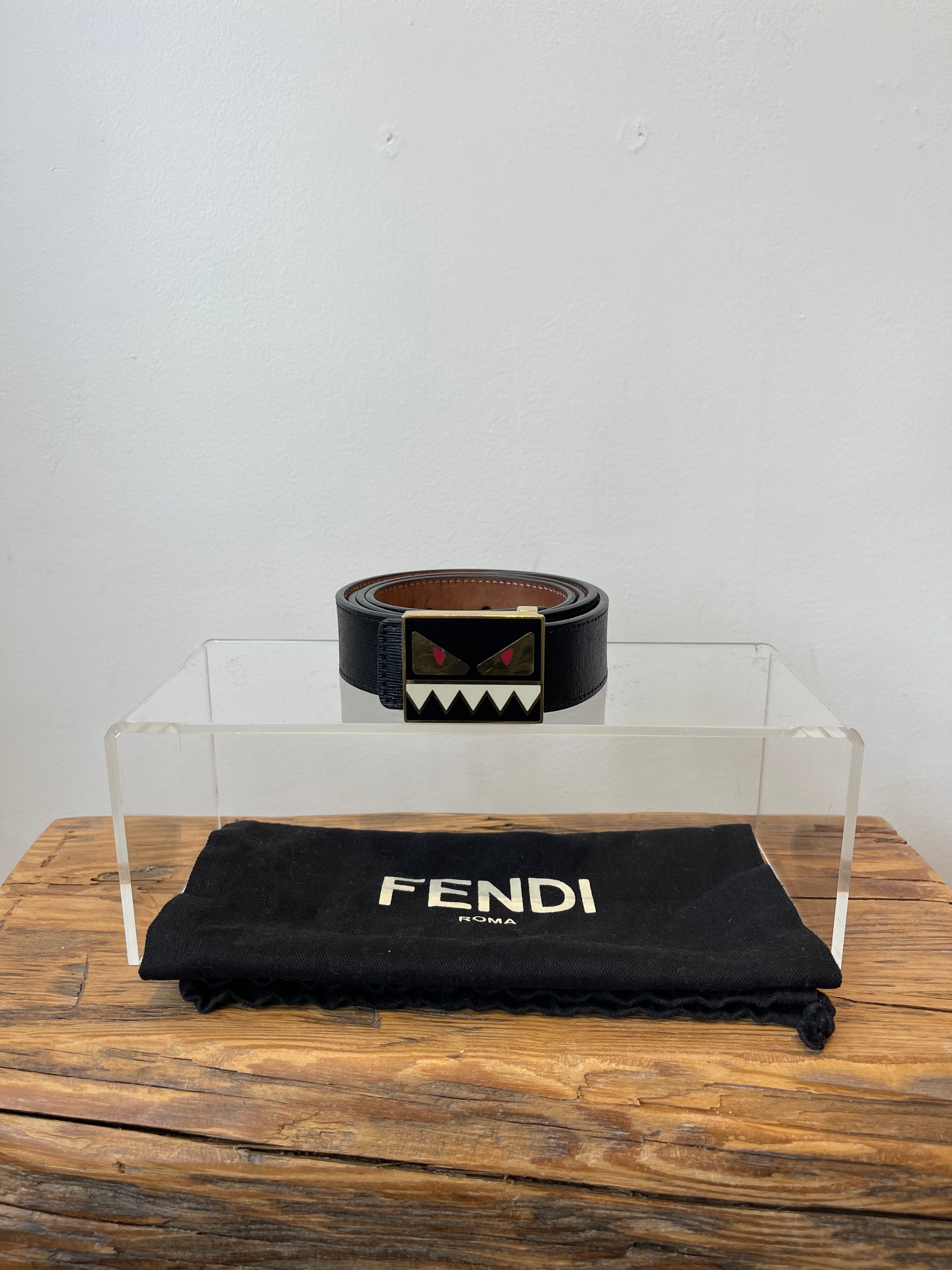 Fendi Monster Belt in Black Leather
