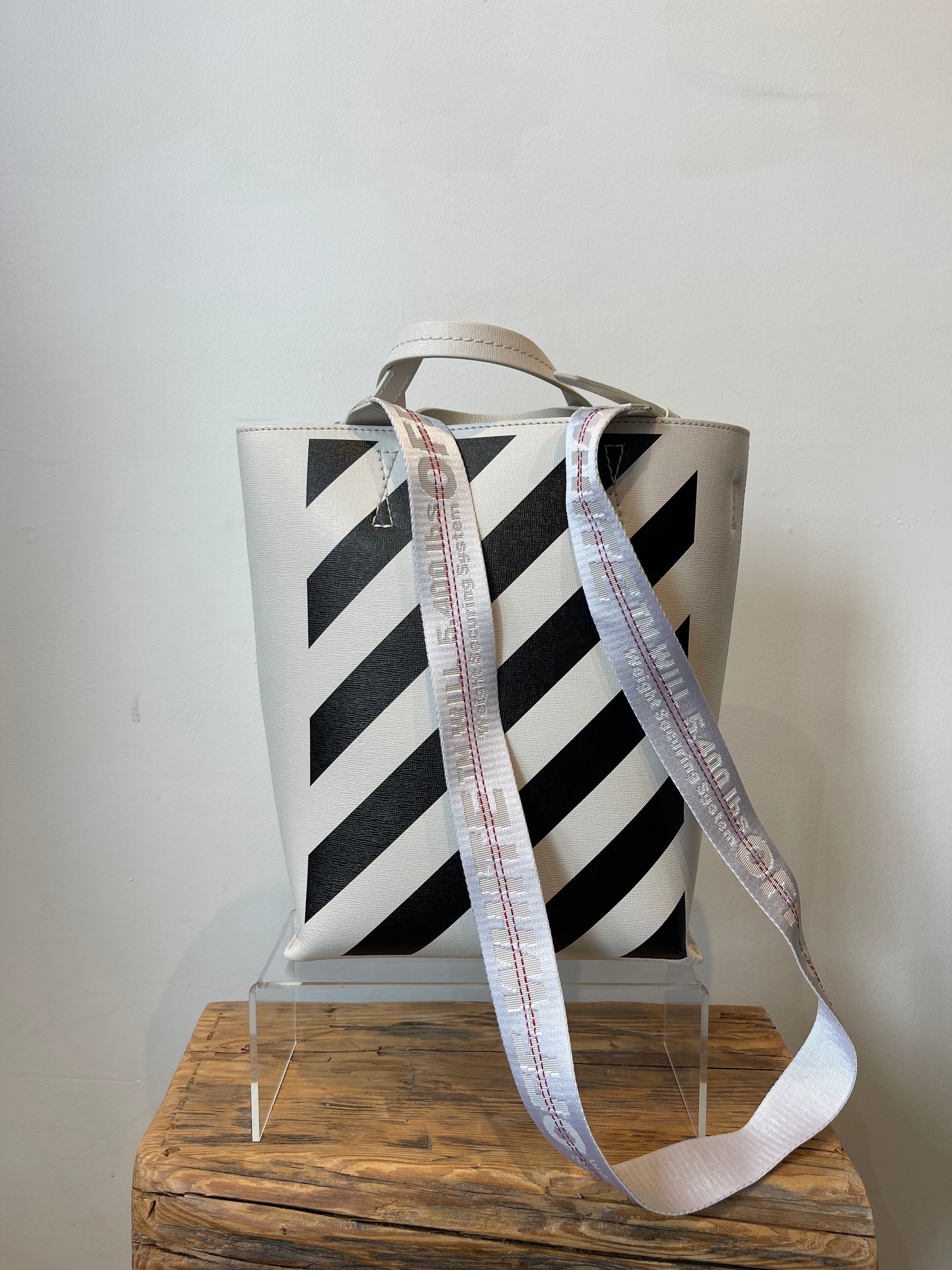 Off-White Black and White Diagonal Tote Bag