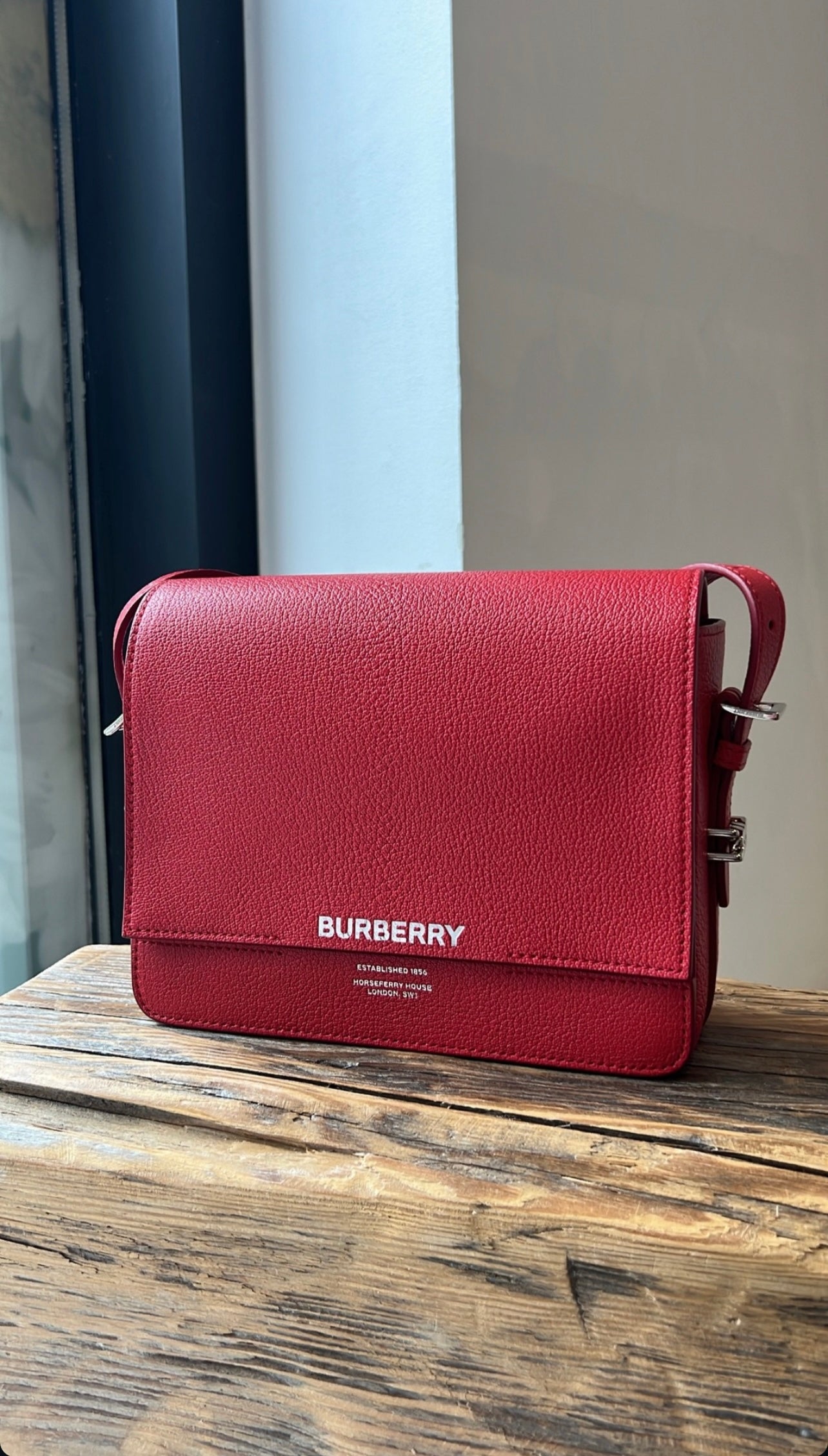 Burberry Grace Flap Handbag in Red