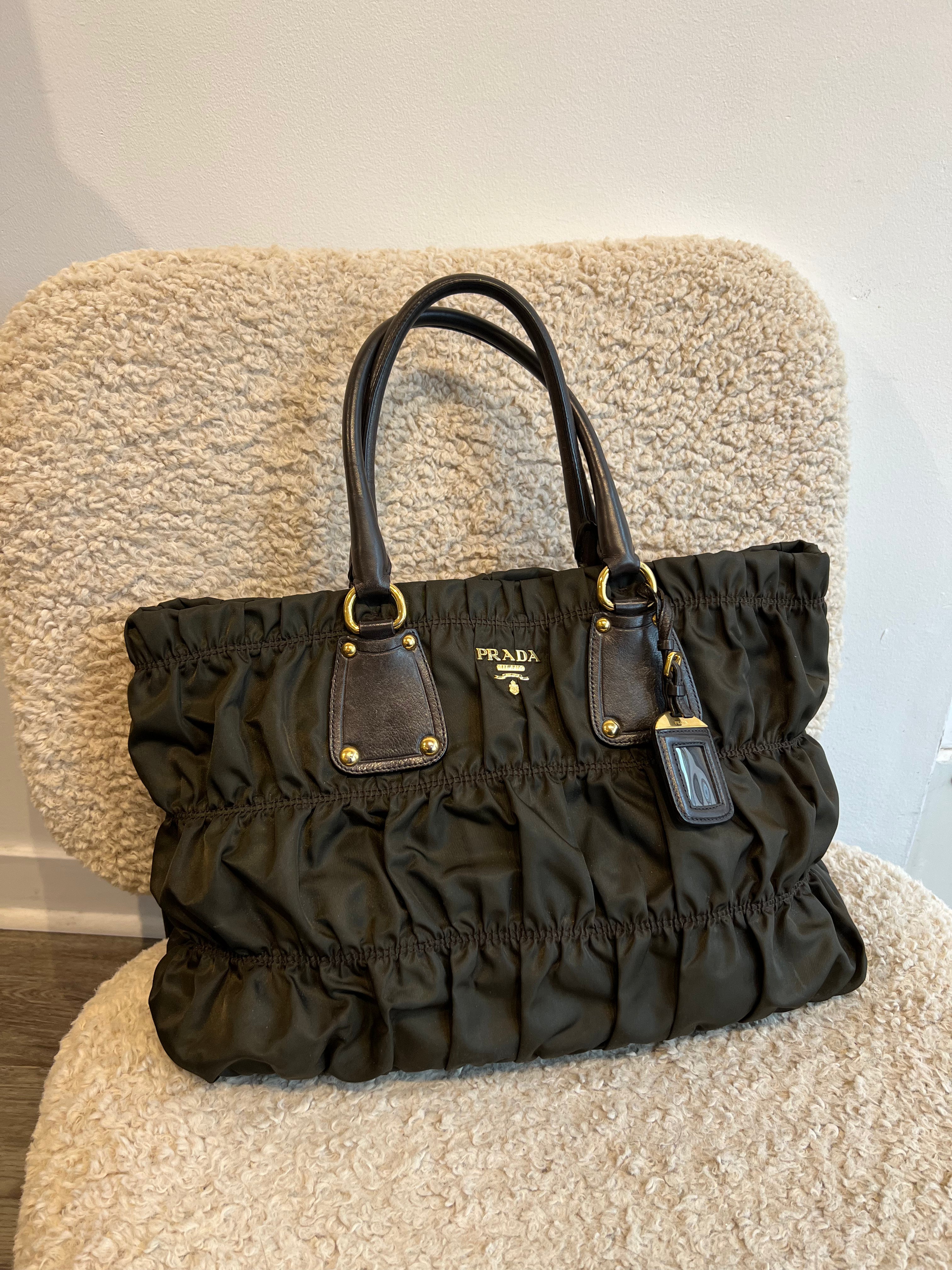 Prada top fabric tote