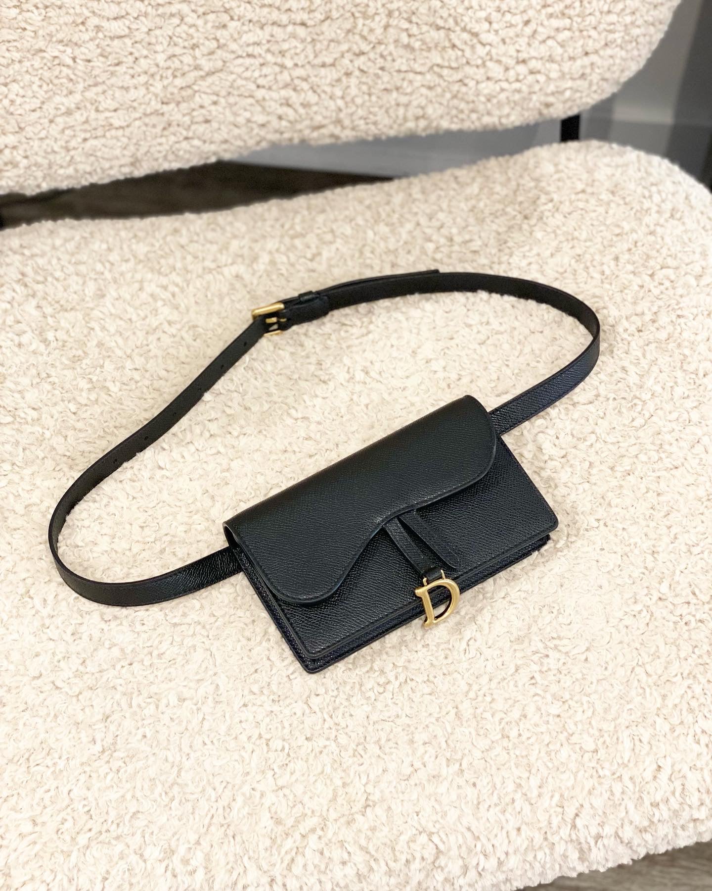 Dior saddle outlet belt bag black