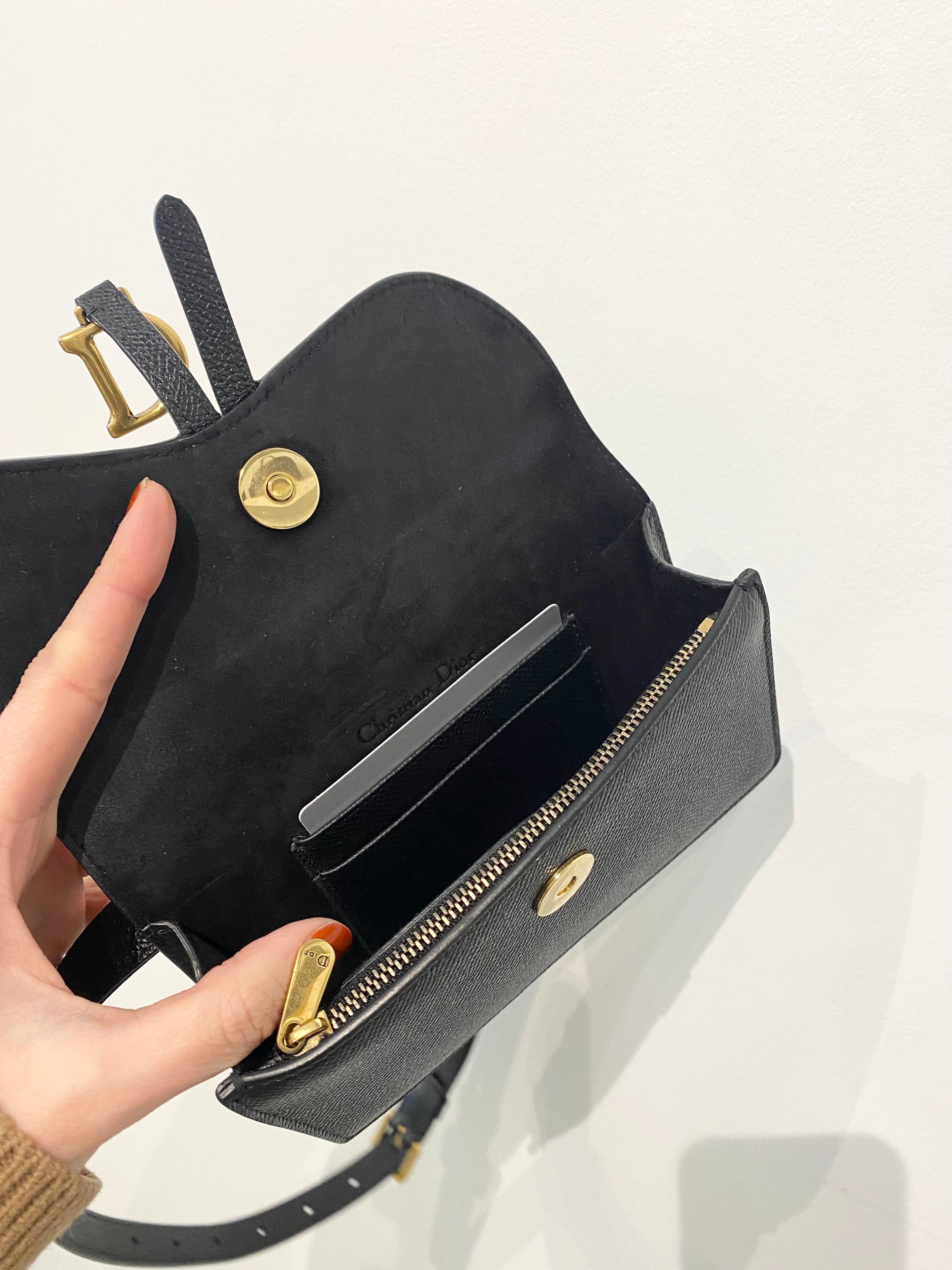 Black Dior Saddle Belt Handbags