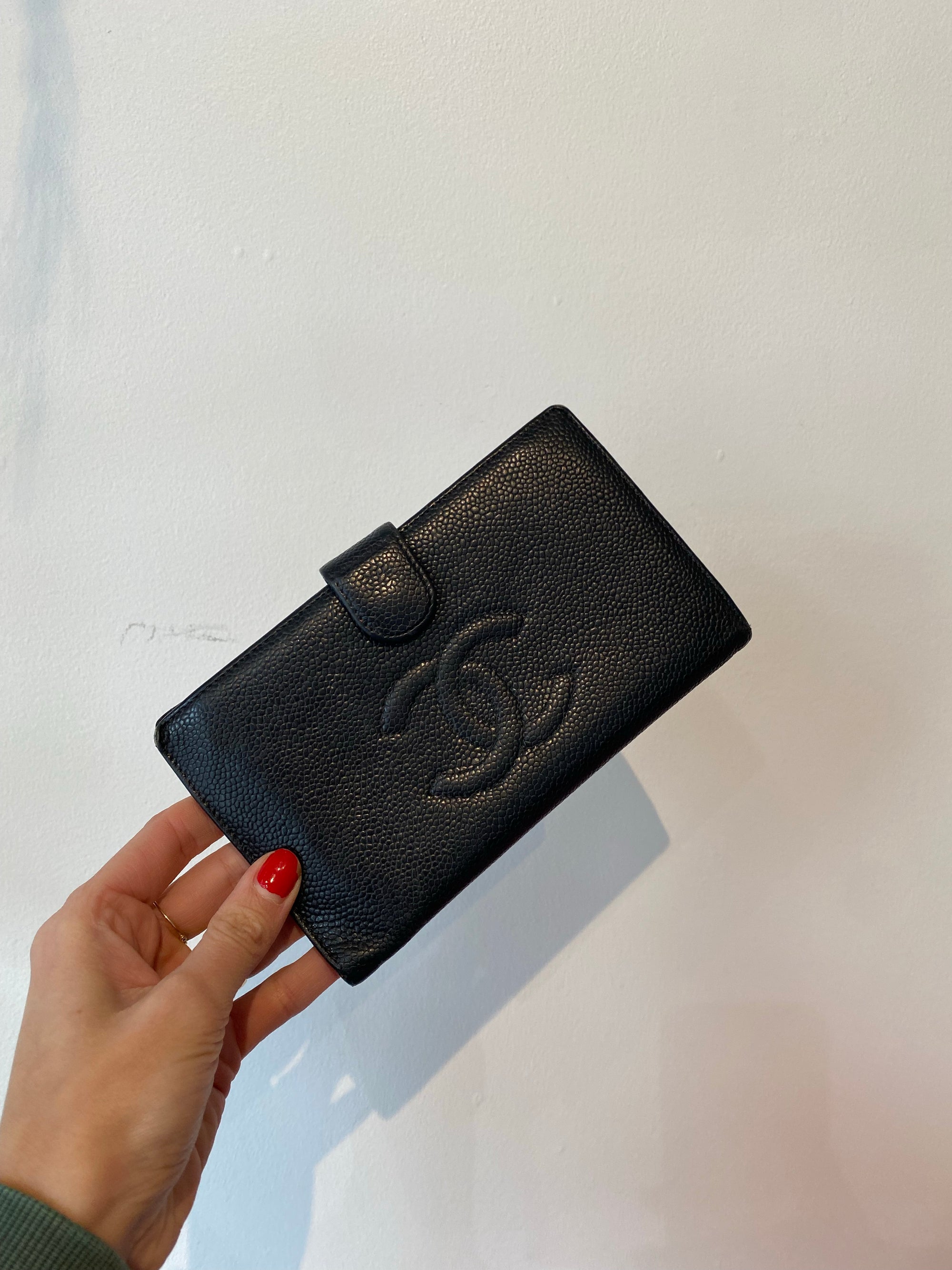 chanel long wallet on chain black