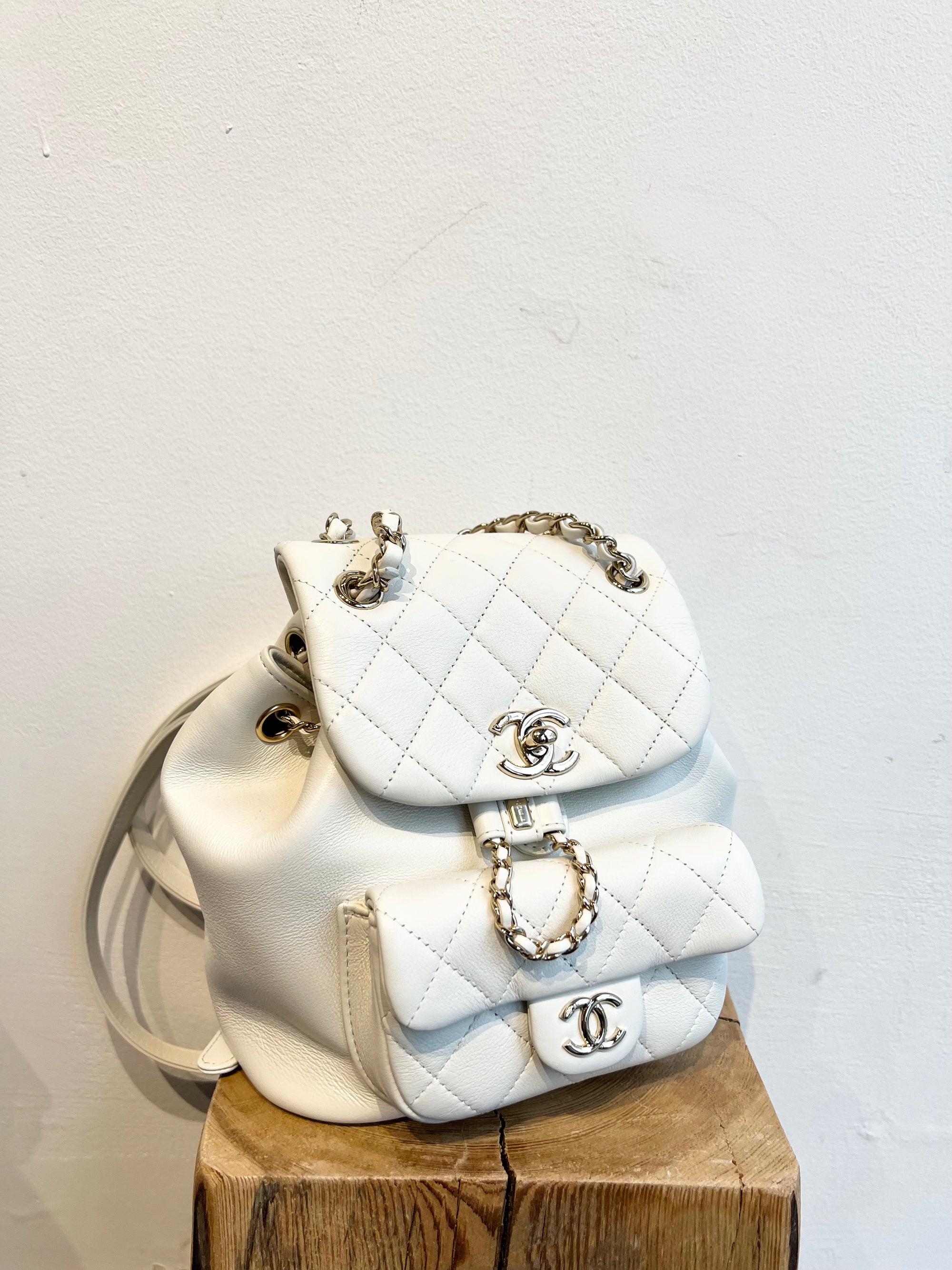 Chanel top white backpack