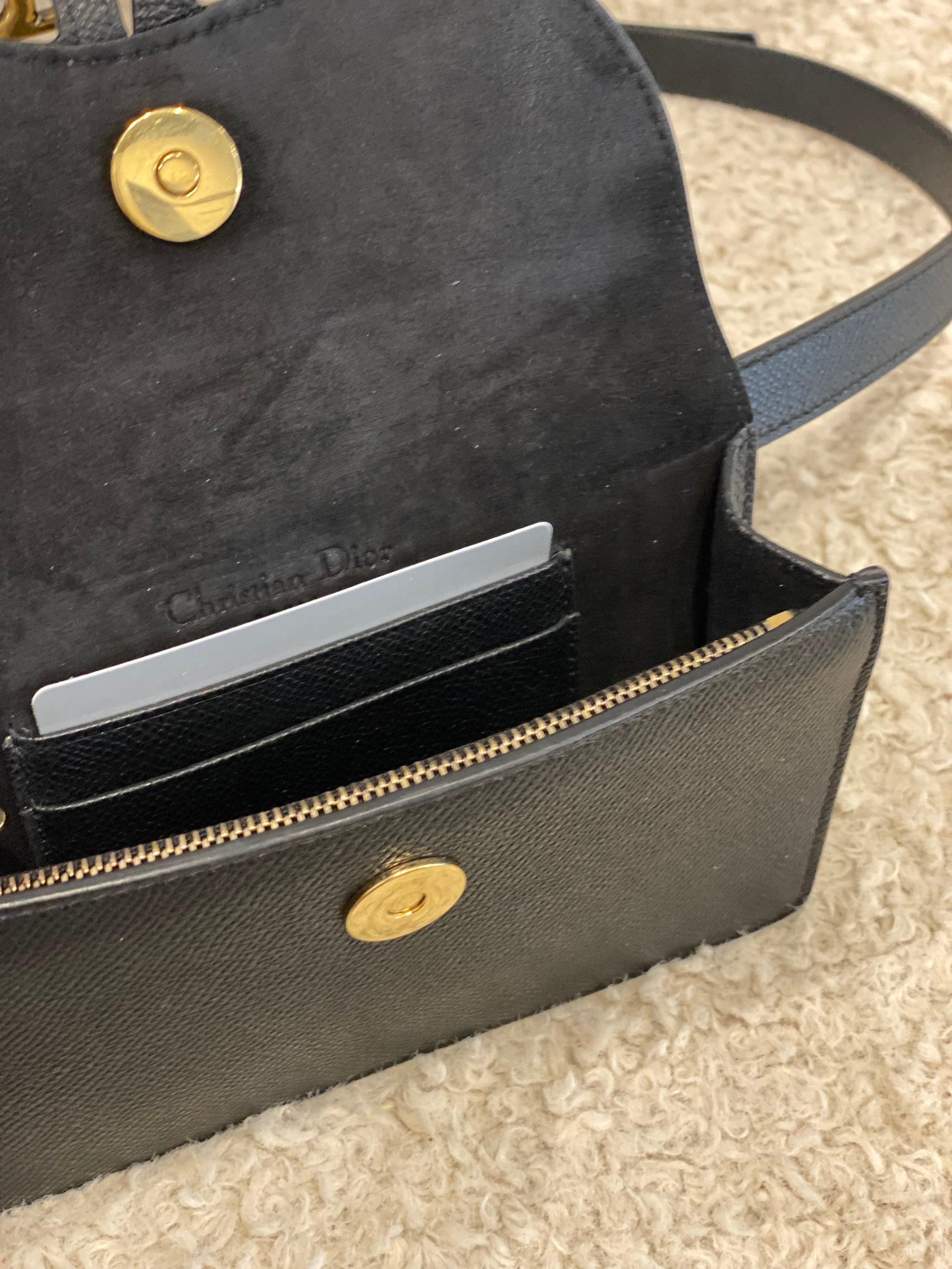 Black Dior Saddle Belt Handbags